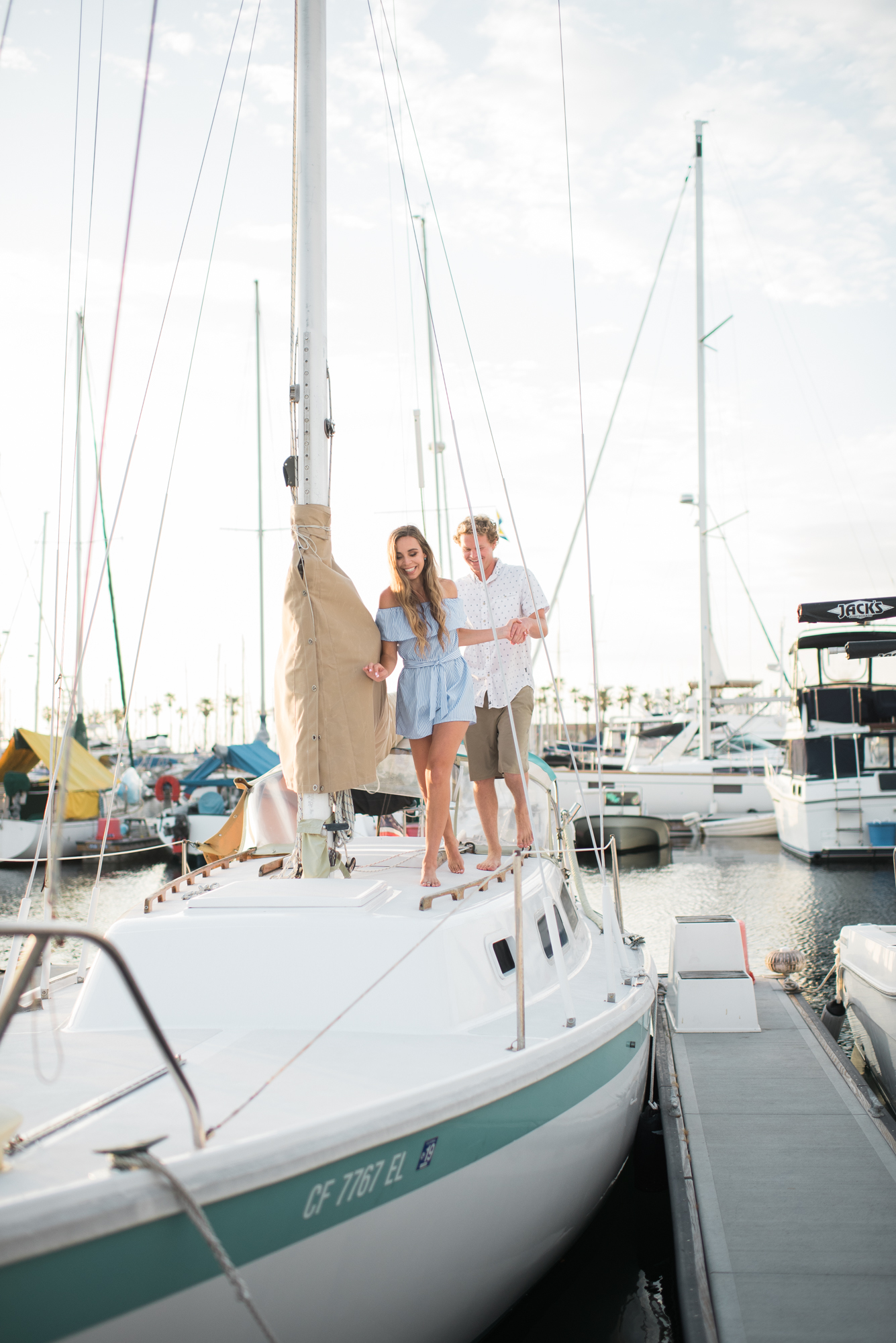 Engagement Session on a sailboat in Redondo Beach  by Jessica Hickerson Photography 